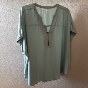 Maurices Mint Green Blouse with Zipper Detail